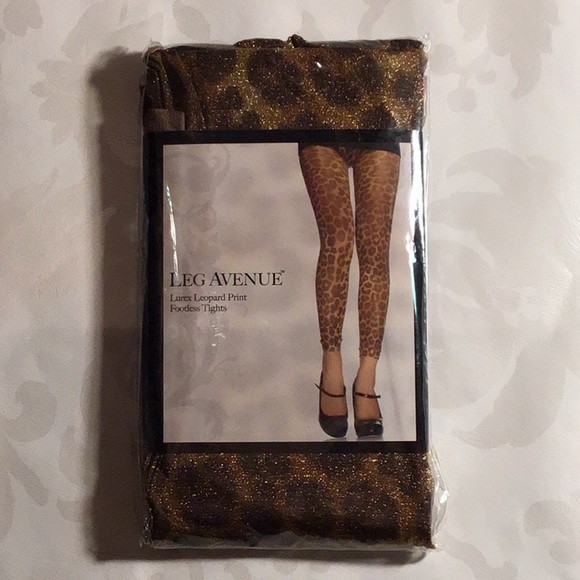 Leg Avenue: Lurex Leopard Print Footless Tights - Picture 1 of 1